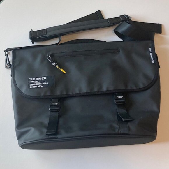 Ted Baker London Crossbody Rubberized "MXB STOLE" Messenger Bag w/ Strap - Picture 2 of 10